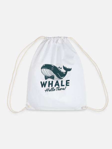 Stilvoller Bowtie Wal Kunstdruck - Whale Hello There - Turnbeutel - Weiß