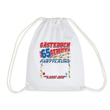 65th Birthday Man and Woman Guestbook - Drawstring Bag - white - Front
