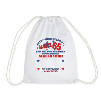 65th Birthday Man and Woman Guestbook - Drawstring Bag - white - Front