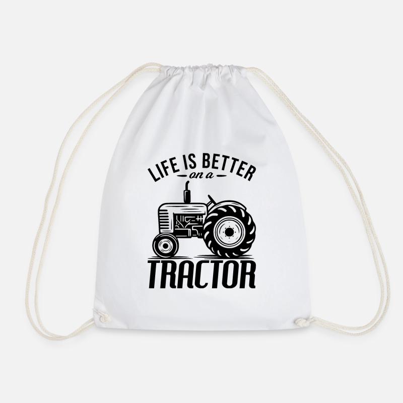 Auf einem Traktor lässt es sich besser leben. - Turnbeutel - Weiß