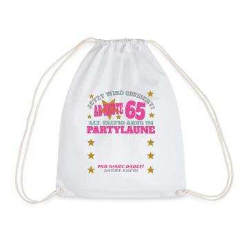 65th Birthday Man and Woman Guestbook - Drawstring Bag - white - Front