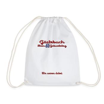 65th Birthday Man and Woman Guestbook - Drawstring Bag - white - Front