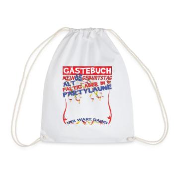65th Birthday Man and Woman Guestbook - Drawstring Bag - white - Front