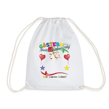 65th Birthday Man and Woman Guestbook - Drawstring Bag - white - Front