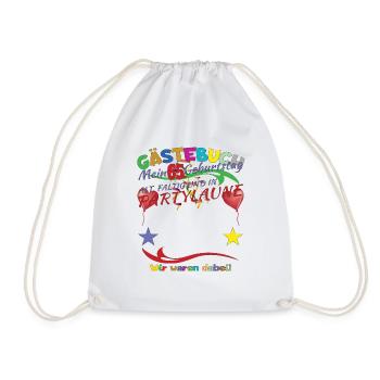 65th Birthday Man and Woman Guestbook - Drawstring Bag - white - Front