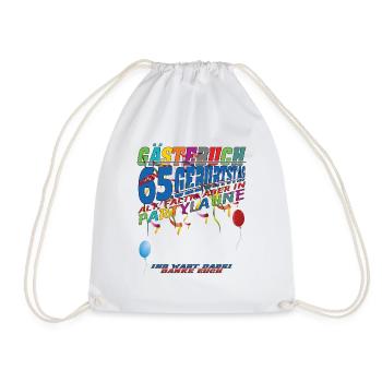 65th Birthday Man and Woman Guestbook - Drawstring Bag - white - Front