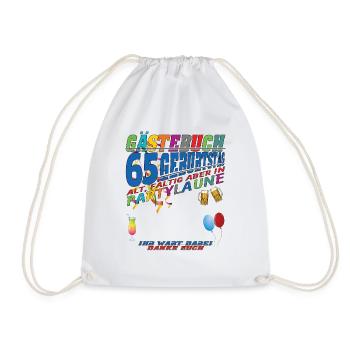65th Birthday Man and Woman Guestbook - Drawstring Bag - white - Front