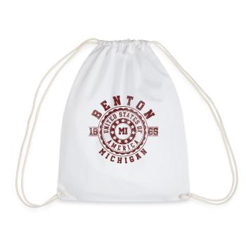 Benton MI | Michigan Travel & Souvenir Gift - Drawstring Bag - white - Front