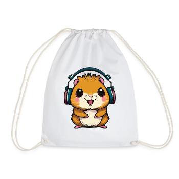 Süßer Hamster, der Kopfhörer trägt, DJ-Hamster - Turnbeutel - Weiß - Vorne