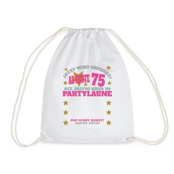 75th Birthday Man and Woman Guestbook - Drawstring Bag - white - Front