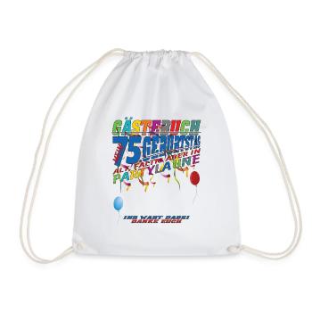 75th Birthday Man and Woman Guestbook - Drawstring Bag - white - Front