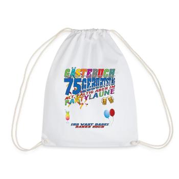 75th Birthday Man and Woman Guestbook - Drawstring Bag - white - Front