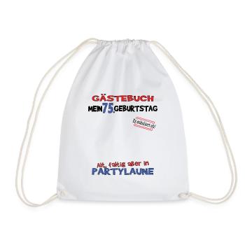 75th Birthday Man and Woman Guestbook - Drawstring Bag - white - Front