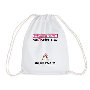 75th Birthday Man and Woman Guestbook - Drawstring Bag - white - Front