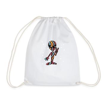 Alien Signe De Paix Main Classique Rétro Drôle UFO Jeu De Mots - Sac de sport léger - blanc - Devant