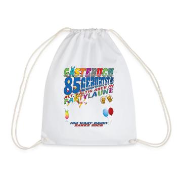 85th Birthday Man and Woman Guestbook - Drawstring Bag - white - Front