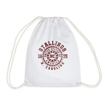 Stallings NC | North Carolina Travel Gift - Drawstring Bag - white - Front