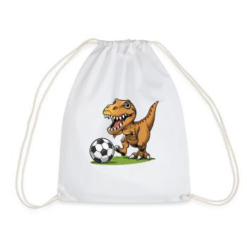 Soccer T Rex - Drawstring Bag - white - Front
