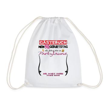 90th Birthday Man and Woman Guestbook - Drawstring Bag - white - Front