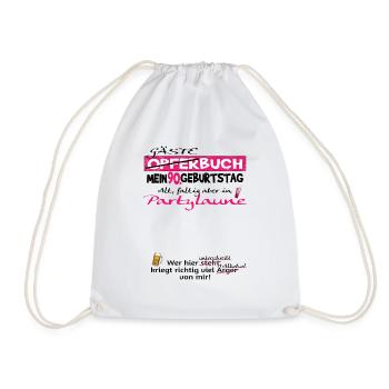 90th Birthday Man and Woman Guestbook - Drawstring Bag - white - Front
