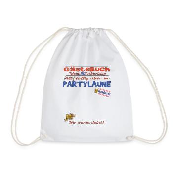 90th Birthday Man and Woman Guestbook - Drawstring Bag - white - Front