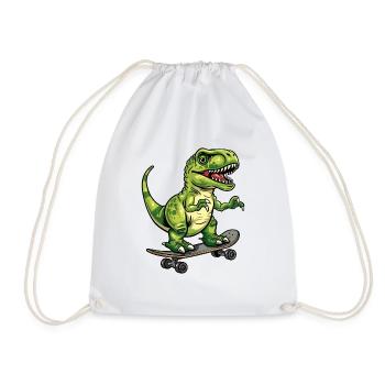 T-Rex on skateboard - Drawstring Bag - white - Front