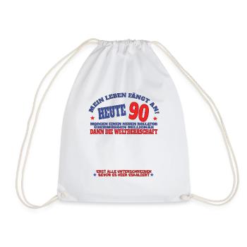 90th Birthday Man and Woman Guestbook - Drawstring Bag - white - Front