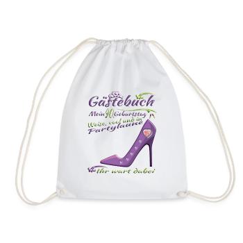 90th Birthday Man and Woman Guestbook - Drawstring Bag - white - Front