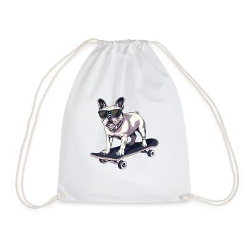 Skateboard bouledogue français - Sac de sport léger - blanc - Devant