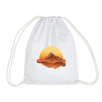 Sunset Mountains Circular Shape - Drawstring Bag - white - Front