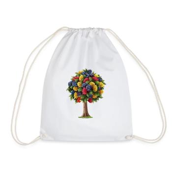 Colorful tree with fruity berries - Drawstring Bag - white - Front