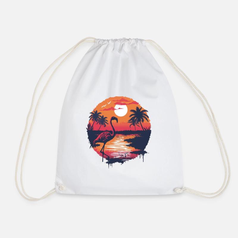 Flamingo Illustration - Turnbeutel - Weiß