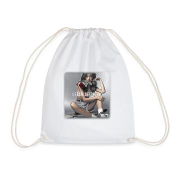 Young Woman, Skateboard, Rose, Aesthetic, Urban - Drawstring Bag - white - Front