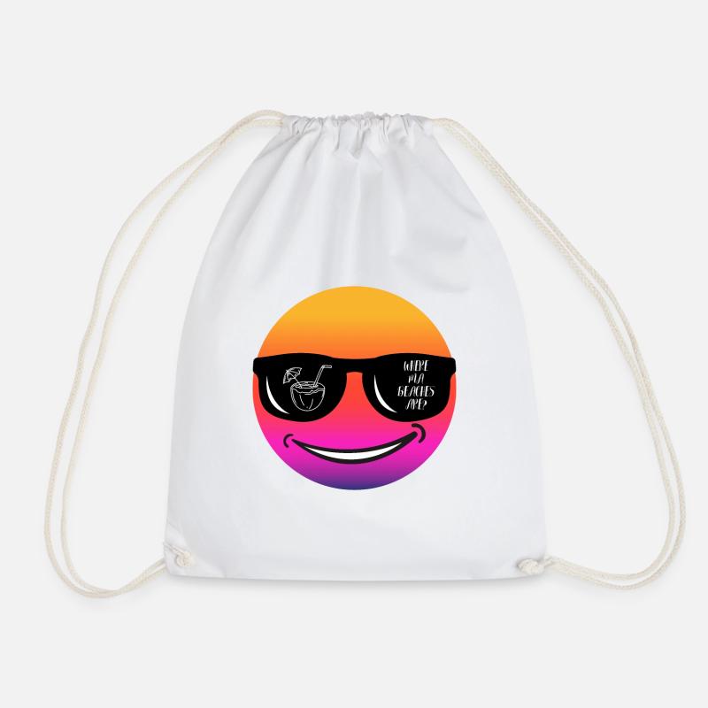Beach Vibes Where my beaches are? - Drawstring Bag - white