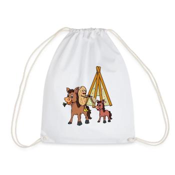 Wild West Peanut Muli Donkey Donkey Rider Rider - Drawstring Bag - white - Front