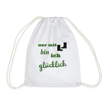 Gummistiefel Outdoor Draußen Garten und Feld Motiv - Turnbeutel - Weiß - Vorne