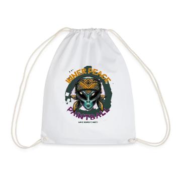 Innjer peace in paintball, alien focusing on peace - Drawstring Bag - white - Front