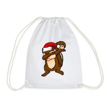 Dabbing Eichhörnchen mit Weihnachtshut Streifenhörnchen Dab - Turnbeutel - Weiß - Vorne