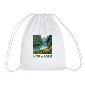 Norway Hiking Trekking Mountains - Drawstring Bag - white - Front