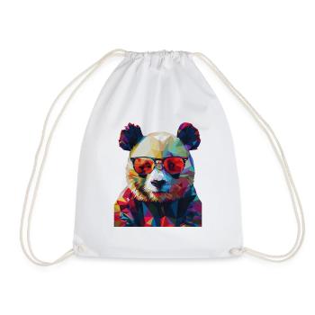Geometric Panda 1 - Drawstring Bag - white - Front