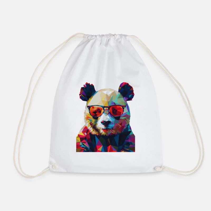 Geometric Panda 1 - Drawstring Bag - white