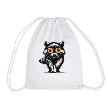 Raccoon with sunglasses - Drawstring Bag - white - Front
