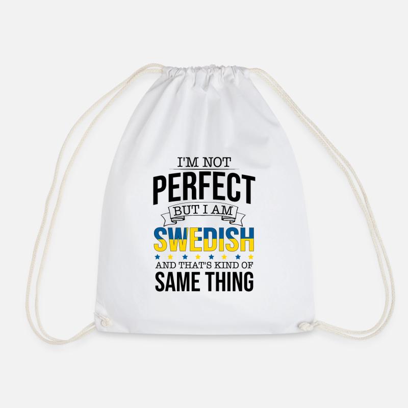 Funny Swedish Saying, Sweden Gift, Proud Swedes - Drawstring Bag - white