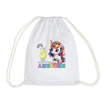 J'ai 5 ans et je suis génial - Filles Enfants Licorne C'est mon - Sac de sport léger - blanc - Devant