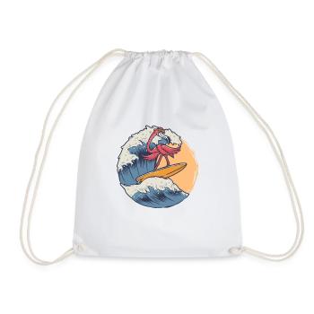 Surfing Flamingo - Cute Flamingo Lover - Drawstring Bag - white - Front