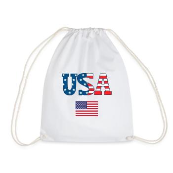 USA Stars Stripes Bold Letters - Drawstring Bag - white - Front
