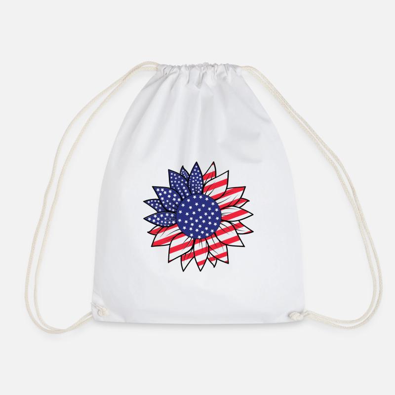 Blue Star Sunflower Burst - Drawstring Bag - white