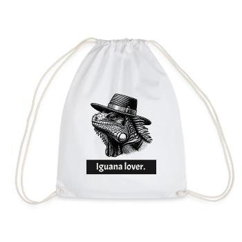 Iguana Lover - Reptile Fan Lizard Motif - Drawstring Bag - white - Front