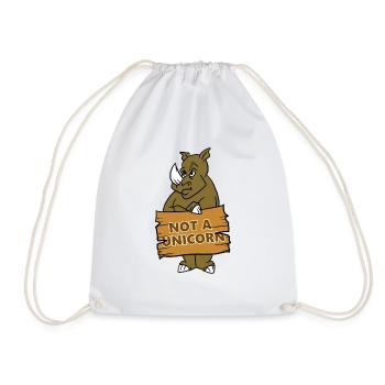 Rhinoceros Not A Unicorn Funny Angry Animal Cool - Drawstring Bag - white - Front