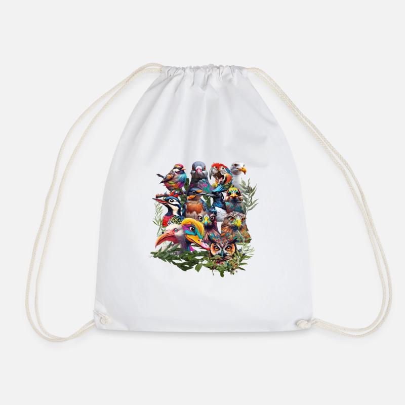 Birds - Drawstring Bag - white